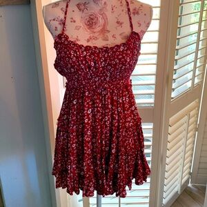 Red floral summer dress/tunic